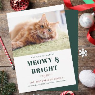 Cartão De Festividades Gag de Foto de Gato de Natal Feliz e Brilhante