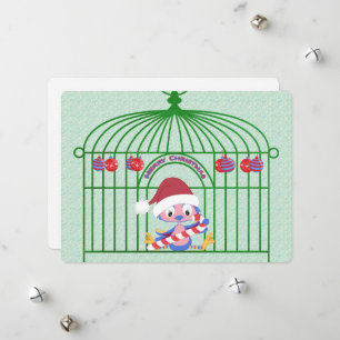 Cartão De Festividades Gaiola Decorada do BlueBird Natal Personalizável