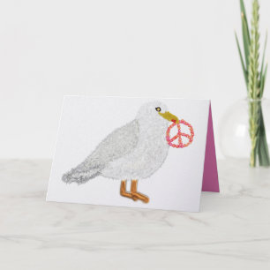 Cartão De Festividades Gaivota engraçada de férias com símbolo de paz