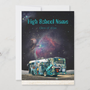 Cartão De Festividades Galáxia hippie van monograma psicodélica