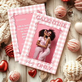 Cartão De Festividades Galentine’s Day Bestie Pink Gingham Photo