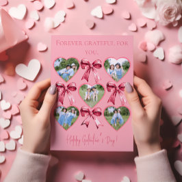 Cartão De Festividades Galentine’s Day Photo Card with Hearts & Bows 