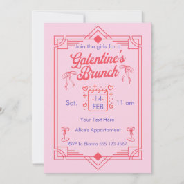 Cartão De Festividades Galentine's Day Brunch Girls  Party Invitation