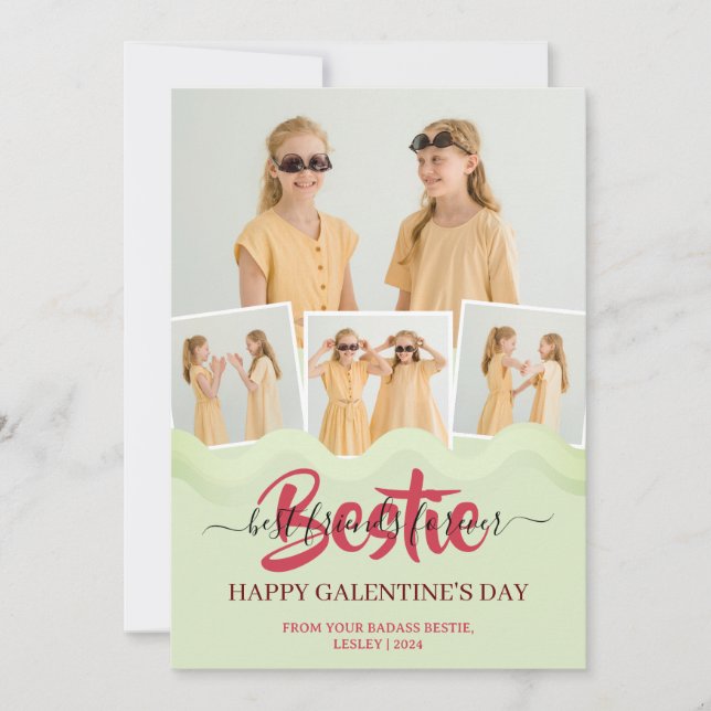 Cartão De Festividades Galentino Feliz, Pinto Rosa, Bestial Foto (Frente)