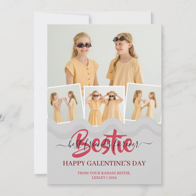 Cartão De Festividades Galentino Feliz, Pinto Rosa, Bestial Foto (Frente)