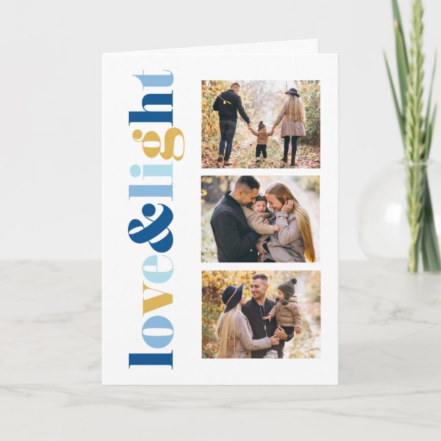 Cartão De Festividades Galeria "Amor e Luz" de 3 Fotos Hanukkah (Frente)