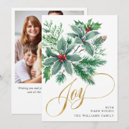 Cartão De Festividades Galho de Azevinho JOY Natal Feliz FOTO