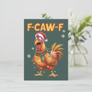 Cartão De Festividades Galinha de Natal Grita Galo F Caw F Divertido