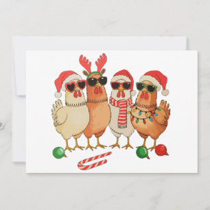 Cartão De Festividades Galinha Natal Chapéu de Papai Noel Família da Faze