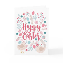 Galinhas e Flores felzs pascoa