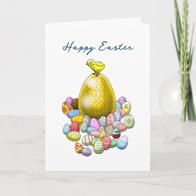 Cartão De Festividades Galinhas páscoas - Caça ao Ovo (Frente)