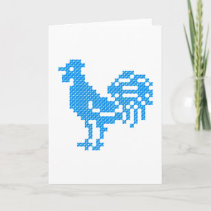 Cartão De Festividades Galo Azul