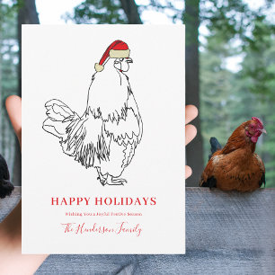 Cartão De Festividades Galo de Natal Desenho Simples