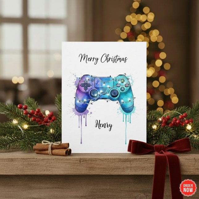 Cartão De Festividades Game Lover Christmas Card Custom Gift Idea (Criador carregado)