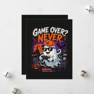 Cartão De Festividades Game Over Nunca Gamer Fantasma Halloween Engraçado