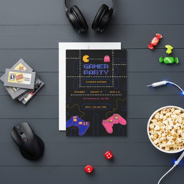 Cartão De Festividades “Gamer Birthday Card – Epic Party Level Up Fun! (Criador carregado)