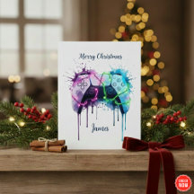 Gamer Xmas Card With Controller Custom Design