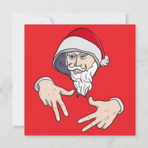 Cartão De Festividades Gângster Legal do Hip Hop de Mão do Papai Noel Rap