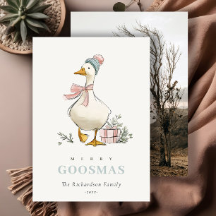 Cartão De Festividades Ganso de Inverno Natal Divertido Foto Alegre de Go
