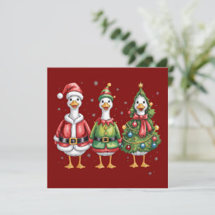 Cartão De Festividades Ganso de Natal Vintage Pato Papai Noel Ganso Bobo