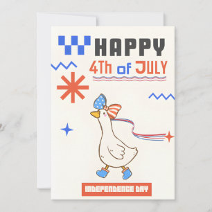 Cartão De Festividades Ganso Patriótico Feliz 4 de Julho Independência