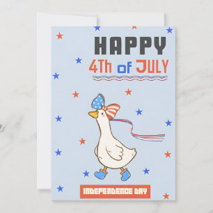 Cartão De Festividades Ganso Patriótico Feliz 4 de Julho Independência do