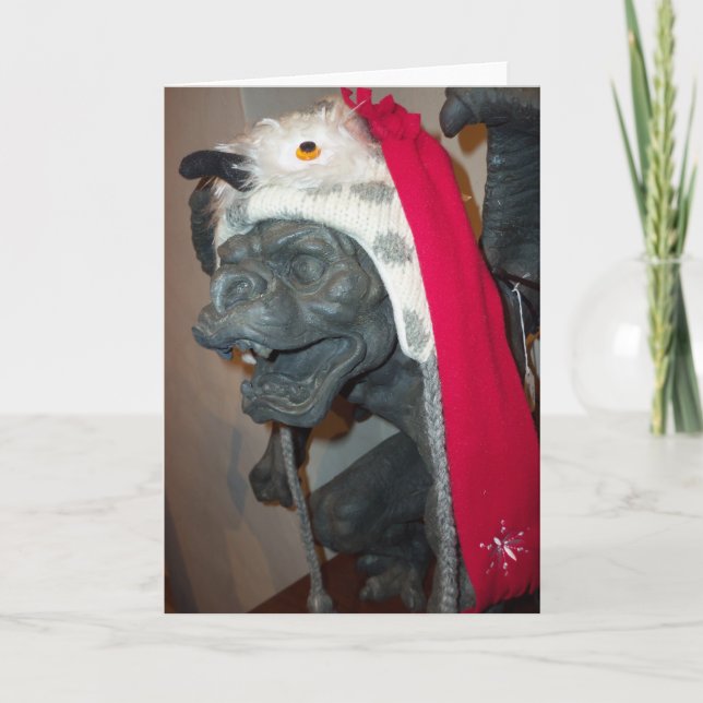 Cartão De Festividades Gargoyle Christmas Card (Frente)