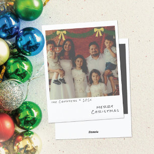 Cartão De Festividades Garland de Natal Verde em Foto Instantânea Nostálg