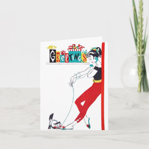 Cartão De Festividades Garota Adolescente dos Anos 50 ao Telefone com Kit