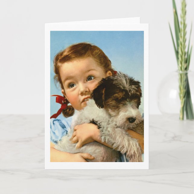 Cartão De Festividades Garota com cachorro na Alemanha (Frente)