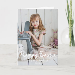 Cartão De Festividades Garota Festiva com Foto de Felz pascoa de Coelhos