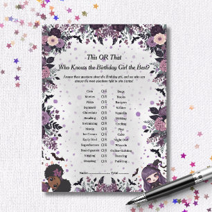 Cartão De Festividades Garota Gothic de Aniversário Spooky Este ou Aquele