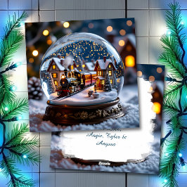 Cartão De Festividades Garrafa de neve Trem Vintage Natal Personalizado