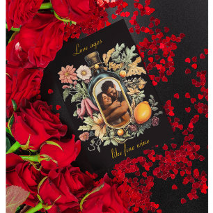 Cartão De Festividades garrafa de vinho botânico, anos de amor como vinho