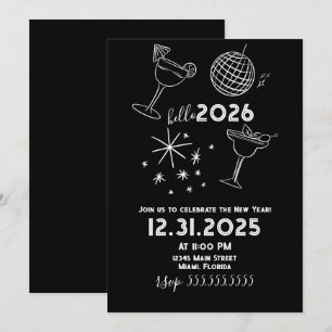 Cartão De Festividades Garraxas Caprichosas Olá 2026 Ano Novo Dourado