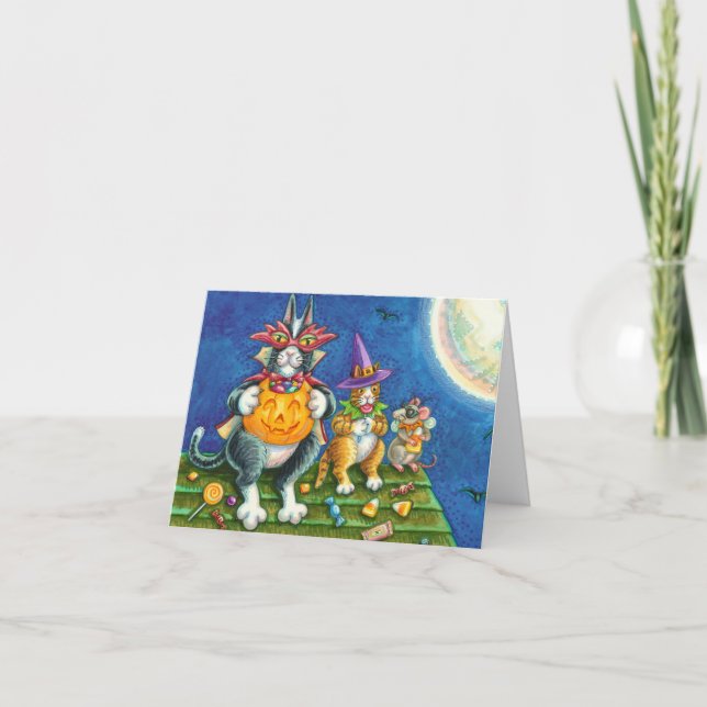 CARTÃO DE FESTIVIDADES GATAÇOS DO HISS N 'FITZ, FUNNY HALLOWEEN (Frente)