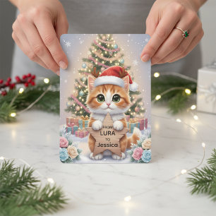 Cartão De Festividades Gatinho Atarracado Laranja Personalizado Natal