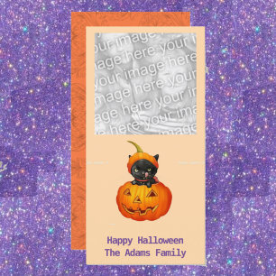 Cartão De Festividades Gatinho Bonito em Pumpkin