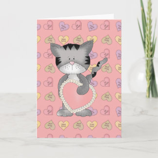 Cartão De Festividades gatinho de coração namorados