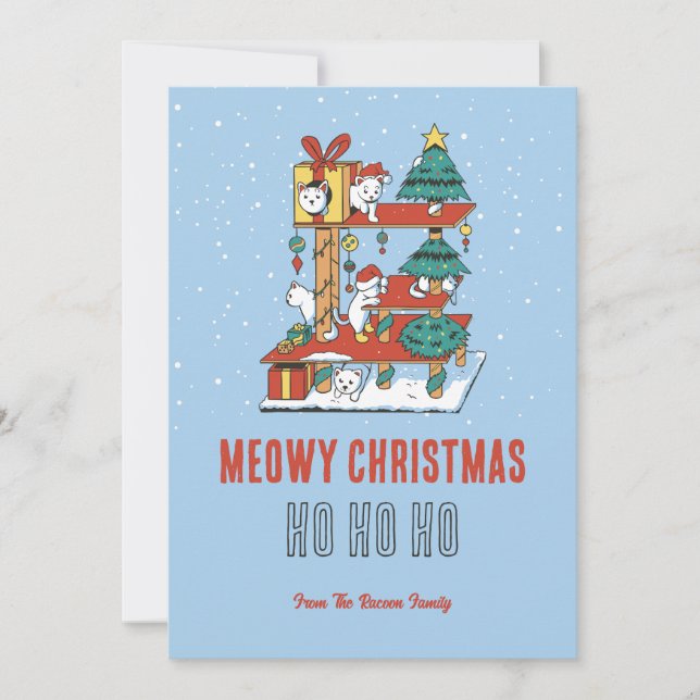 Cartão De Festividades Gatinho de Gato Bonito Neve Inverno Inverno Feliz  (Frente)