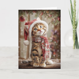 Cartão De Festividades Gatinho de Natal