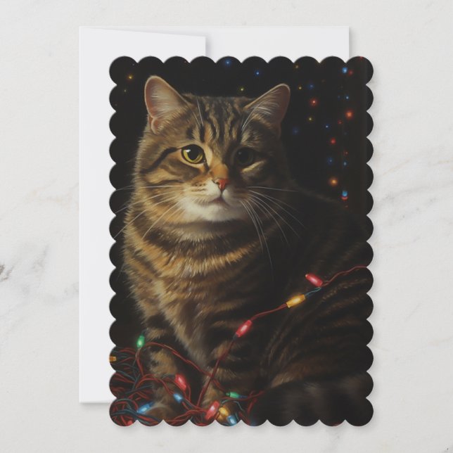 Cartão De Festividades Gatinho de Natal (Frente)