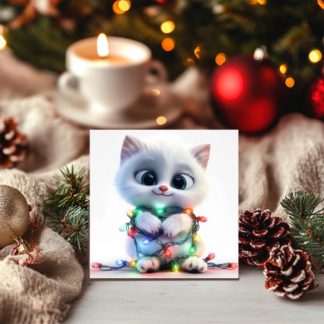 Cartão De Festividades Gatinho do País das Maravilhas de Inverno (Criador carregado)