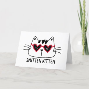 Cartão De Festividades Gatinho Enamorado no Dia dos Namorados com óculos