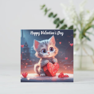 Cartão De Festividades Gatinho Fofo do Dia dos Namorados