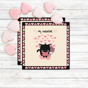 Cartão De Festividades Gatinho Fofo Kawaii Meu Namorado Sala de Aula Rosa
