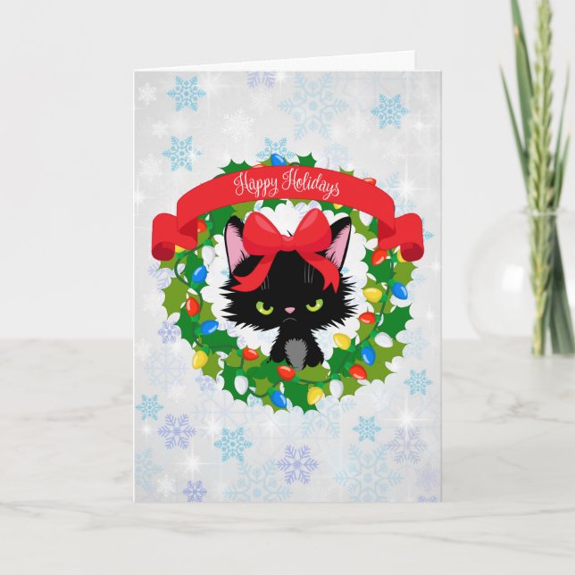 Cartão De Festividades Gatinho Grumpy Bah Humbug Personalize Nome Natal (Frente)