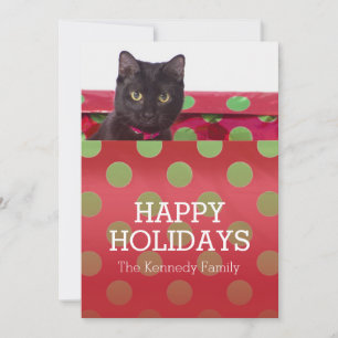 Cartão De Festividades Gatinho na caixa de presentes