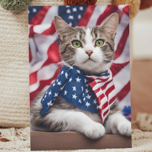 Cartão De Festividades Gatinho Patriótico: Uma Celebração da Liberdade