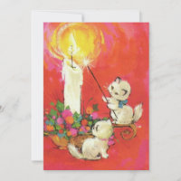 Gatinhos Antigos Acendendo uma vela